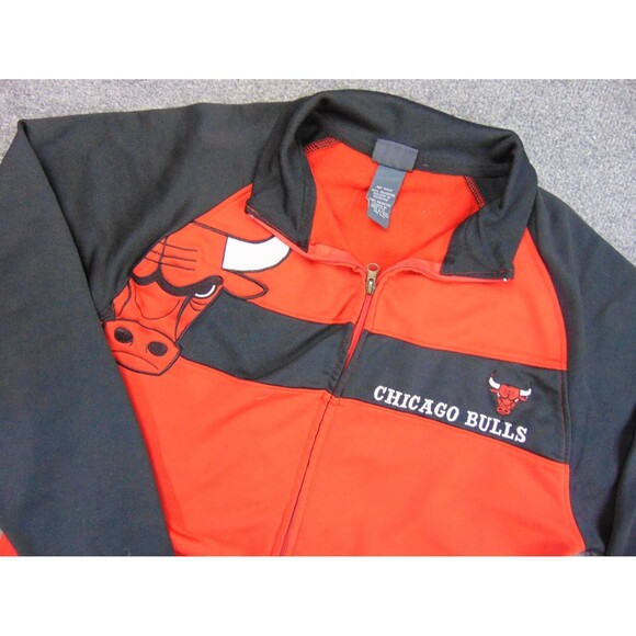 Chicago Bulls Jacket Mens Med Red‎ Black Full Zip Track NBA Logo Polyester - Picture 1 of 10